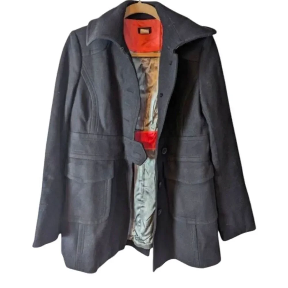 J CREW Black Wool Blended Peacoat Size 8 - Picture 2 of 3